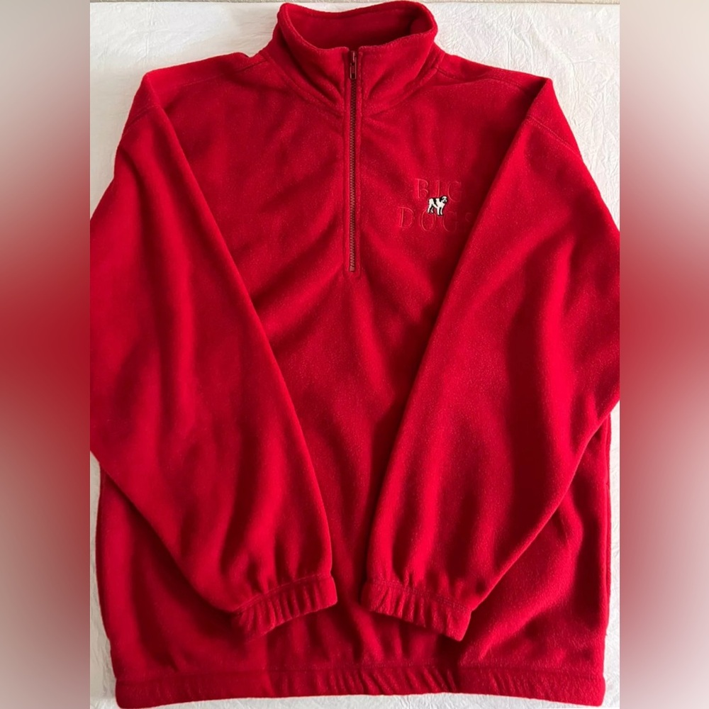 Big Dogs 1/3 Zip 100% Polyester Fleece Pullover Sweater Size L  50 Chest x 30.5L